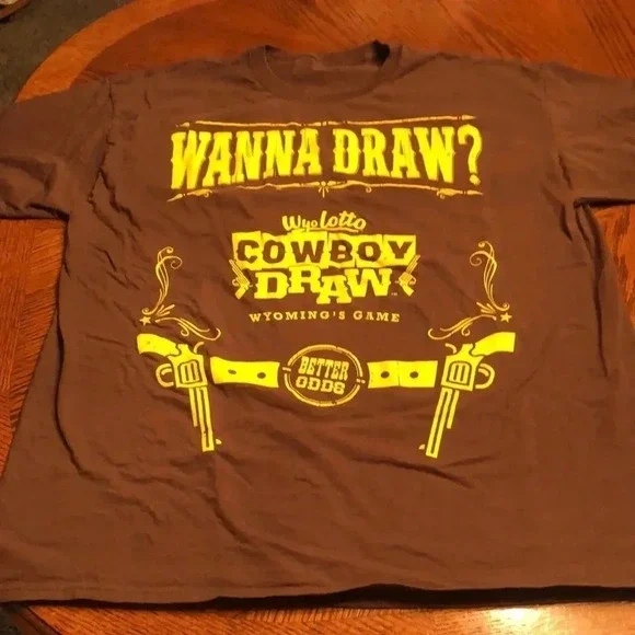 Wanna Draw? Cowboy Draw Wyoming’s Game Tee Shirt - Picture 2 of 5